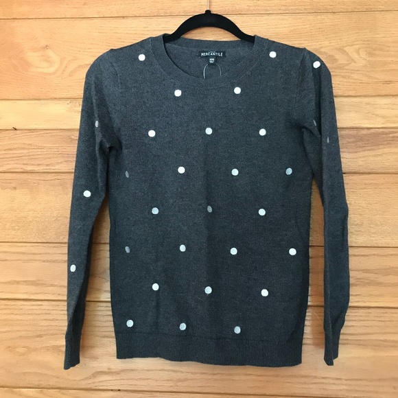 NWT J.Crew silver polka dot sweater - Picture 2 of 7